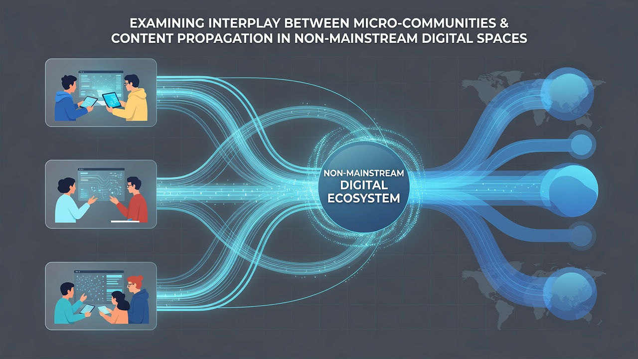 Network visualization of content moving between isolated digital clusters over time
